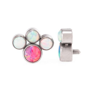 Tilum 14g-12g Internally Threaded Paw Print Cluster Top - Choose 4mm Opal - Price Per 1