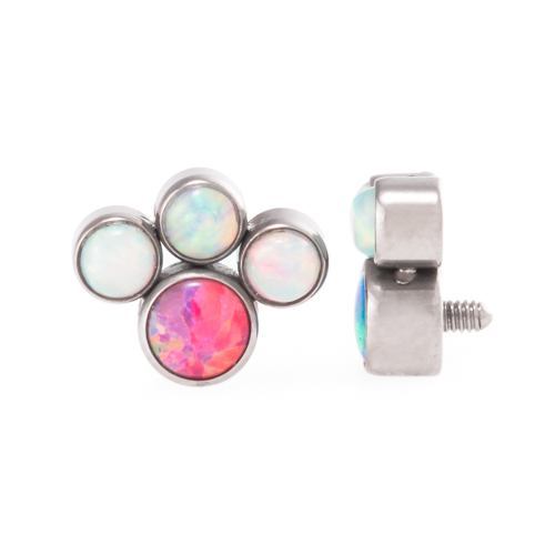 Tilum 18g-16g Internally Threaded Paw Print Cluster Top - Choose 4mm Opal - Price Per 1
