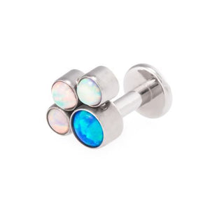 Tilum 18g-16g Internally Threaded Paw Print Cluster Top - Choose 4mm Opal - Price Per 1