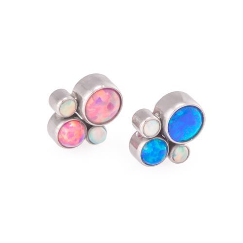 Tilum 18g-16g Internally Threaded Bubble Cluster Top - Choose 4mm Opal - Price Per 1