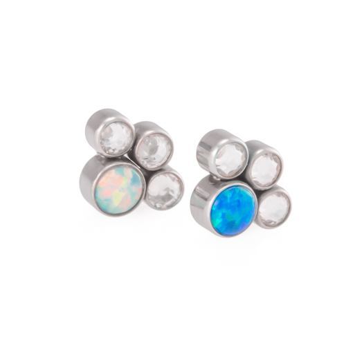 Tilum 18g-16g Internally Threaded Opal Paw Print Cluster Top with Jewels - Price Per 1