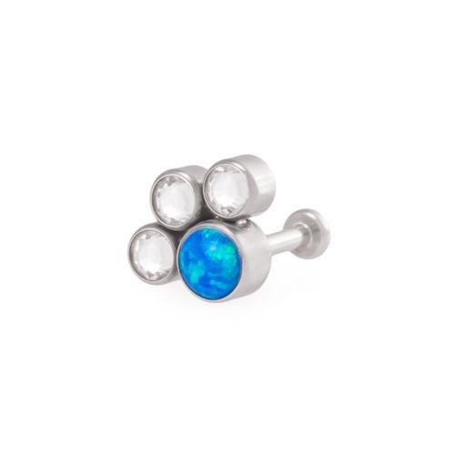 Tilum 18g-16g Internally Threaded Opal Paw Print Cluster Top with Jewels - Price Per 1