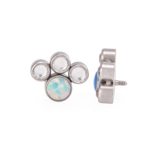 Tilum 18g-16g Internally Threaded Opal Paw Print Cluster Top with Jewels - Price Per 1