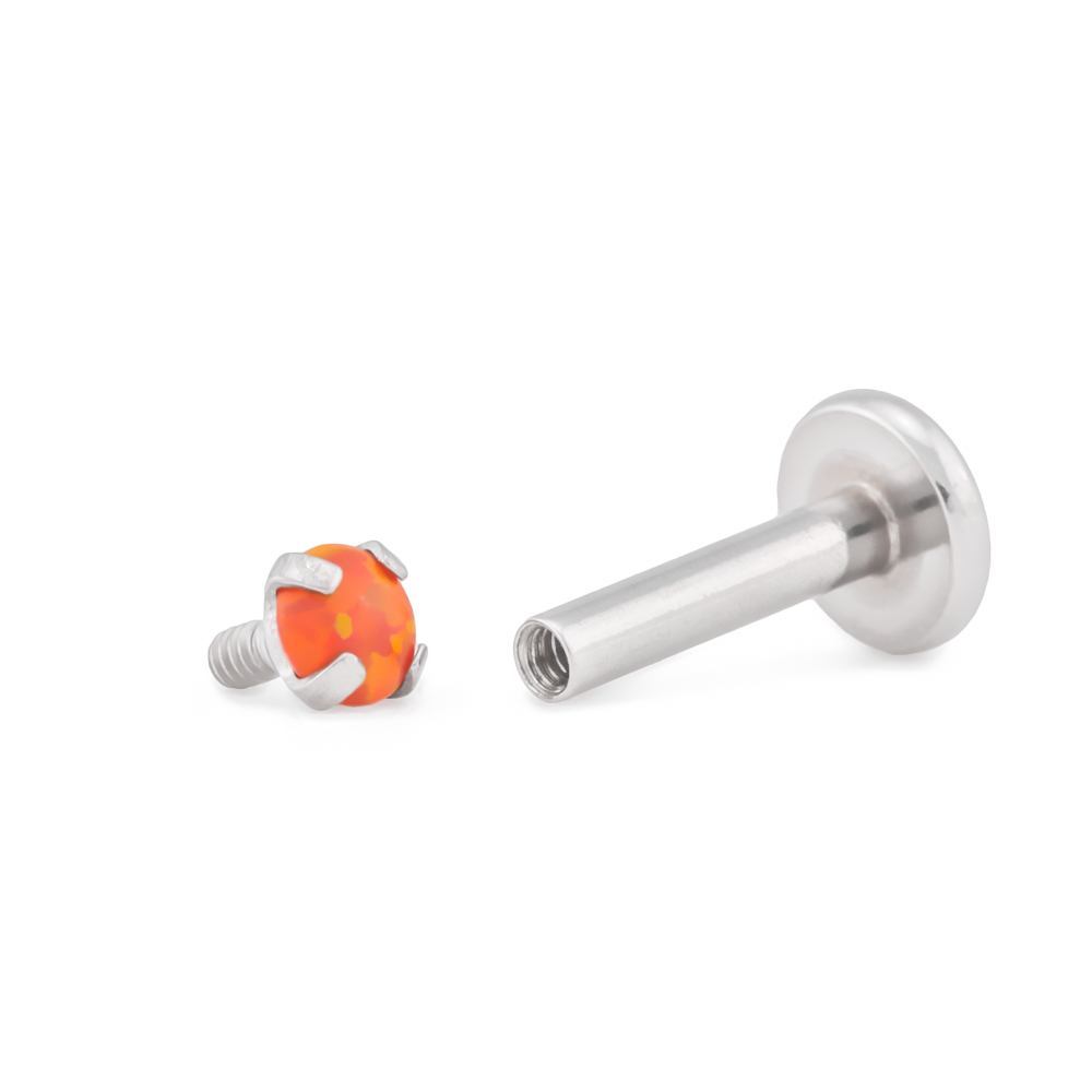 Tilum 14g-12g Internally Threaded Square Prong-Set 3mm Round Opal Top - Price Per 1