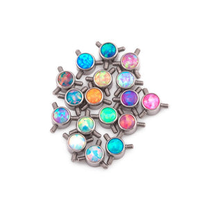 Tilum 4mm Titanium Bezel-Set Opal Disc with 3 Internal 1.2mm Threaded Posts - Price Per 1