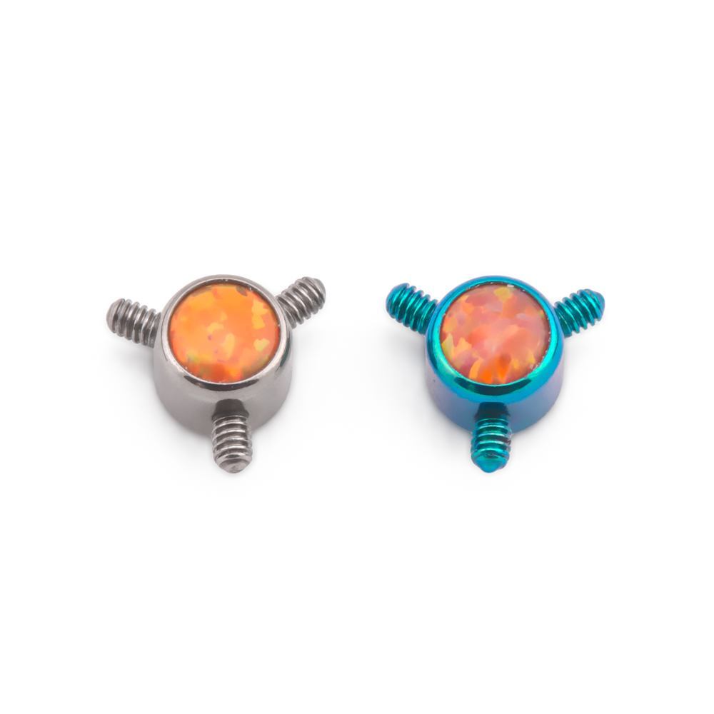 Tilum 4mm Titanium Bezel-Set Opal Disc with 3 Internal 1.2mm Threaded Posts - Price Per 1