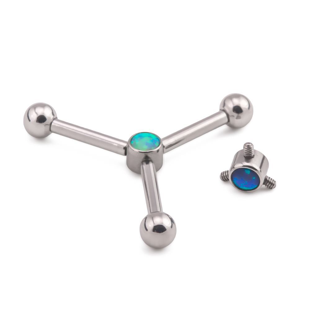 Tilum 4mm Titanium Bezel-Set Opal Disc with 3 Internal 1.2mm Threaded Posts - Price Per 1