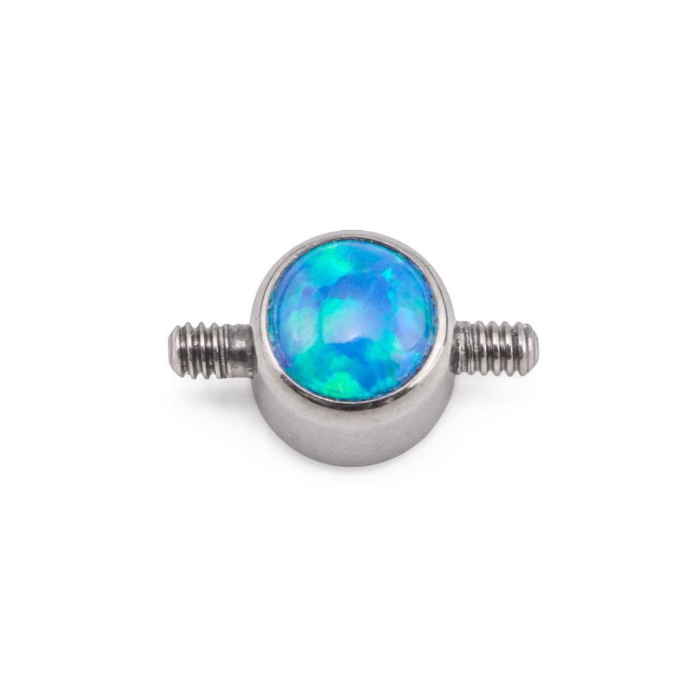Tilum 4mm Titanium Bezel-Set Opal Disc with 2 Internal 1.2mm Threaded Posts - Price Per 1