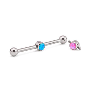Tilum 4mm Titanium Bezel-Set Opal Disc with 2 Internal 1.2mm Threaded Posts - Price Per 1