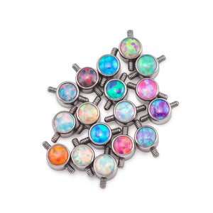 Tilum 4mm Titanium Bezel-Set Opal Disc with 2 Internal 1.2mm Threaded Posts - Price Per 1