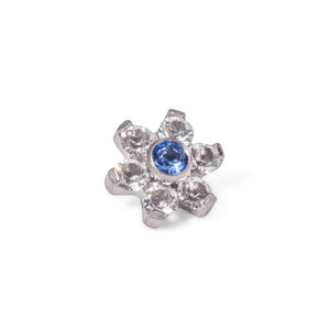 Tilum 14g-12g Internally Threaded Titanium Jewel Flower Top with Crystal Petals - Choose Center Jewel Color - Price Per 1