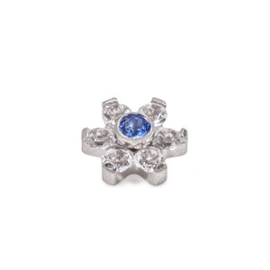 Tilum 14g-12g Internally Threaded Titanium Jewel Flower Top with Crystal Petals - Choose Center Jewel Color - Price Per 1