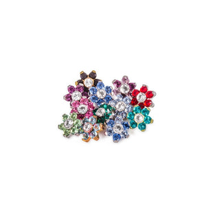 Tilum 14g-12g Internally Threaded Titanium Jewel Flower Top with Crystal Center - Choose Petal Jewel Color - Price Per 1