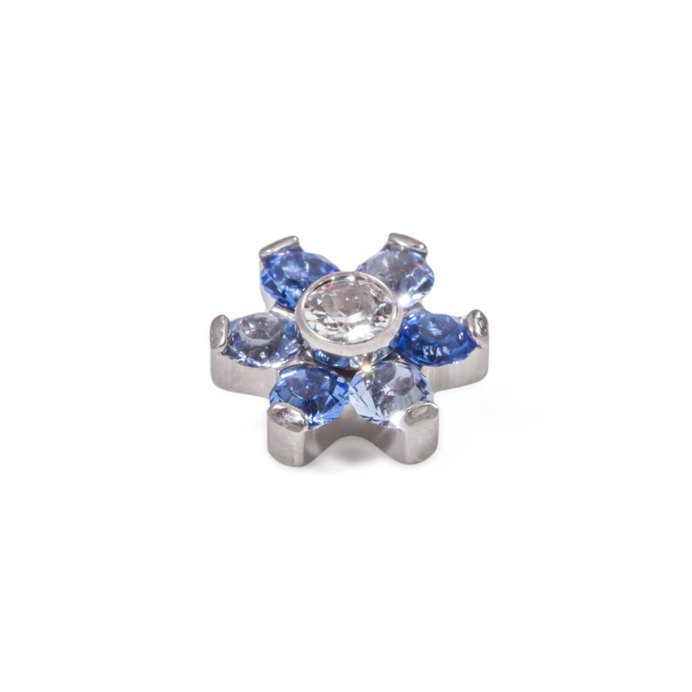 Tilum 14g-12g Internally Threaded Titanium Jewel Flower Top with Crystal Center - Choose Petal Jewel Color - Price Per 1