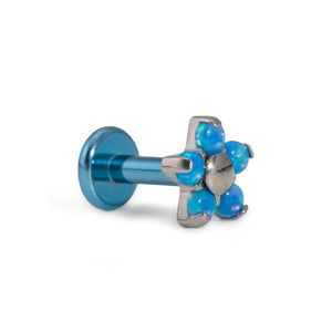 Tilum 14g-12g Internally Threaded Titanium Flower Top with Five Opal Petals - Price Per 1