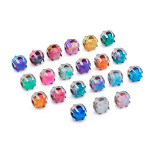 Tilum 18g-16g Internally Threaded Titanium Corner Prong-Set Square Opal Top - 3mm - Price Per 1