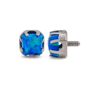 Tilum 18g-16g Internally Threaded Titanium Corner Prong-Set Square Opal Top - 3mm - Price Per 1