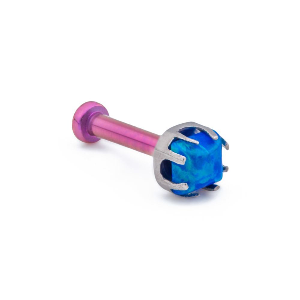 Tilum 18g-16g Internally Threaded Titanium Corner Prong-Set Square Opal Top - 3mm - Price Per 1