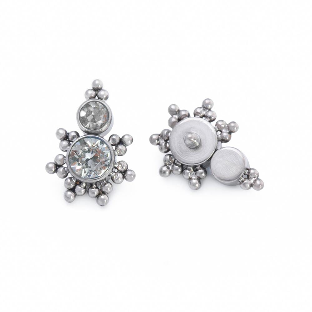 Stacked Micron Beaded Gem Titanium Top - Threaded