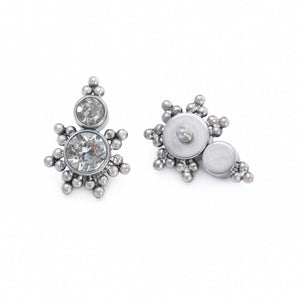 Stacked Micron Beaded Gem Titanium Top - Threaded