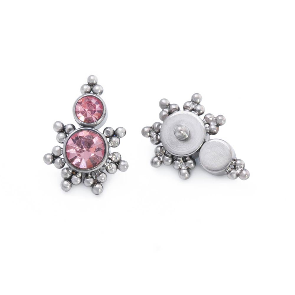 Stacked Micron Beaded Gem Titanium Top - Threaded