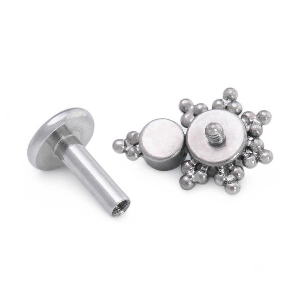 Stacked Micron Beaded Gem Titanium Top - Threaded