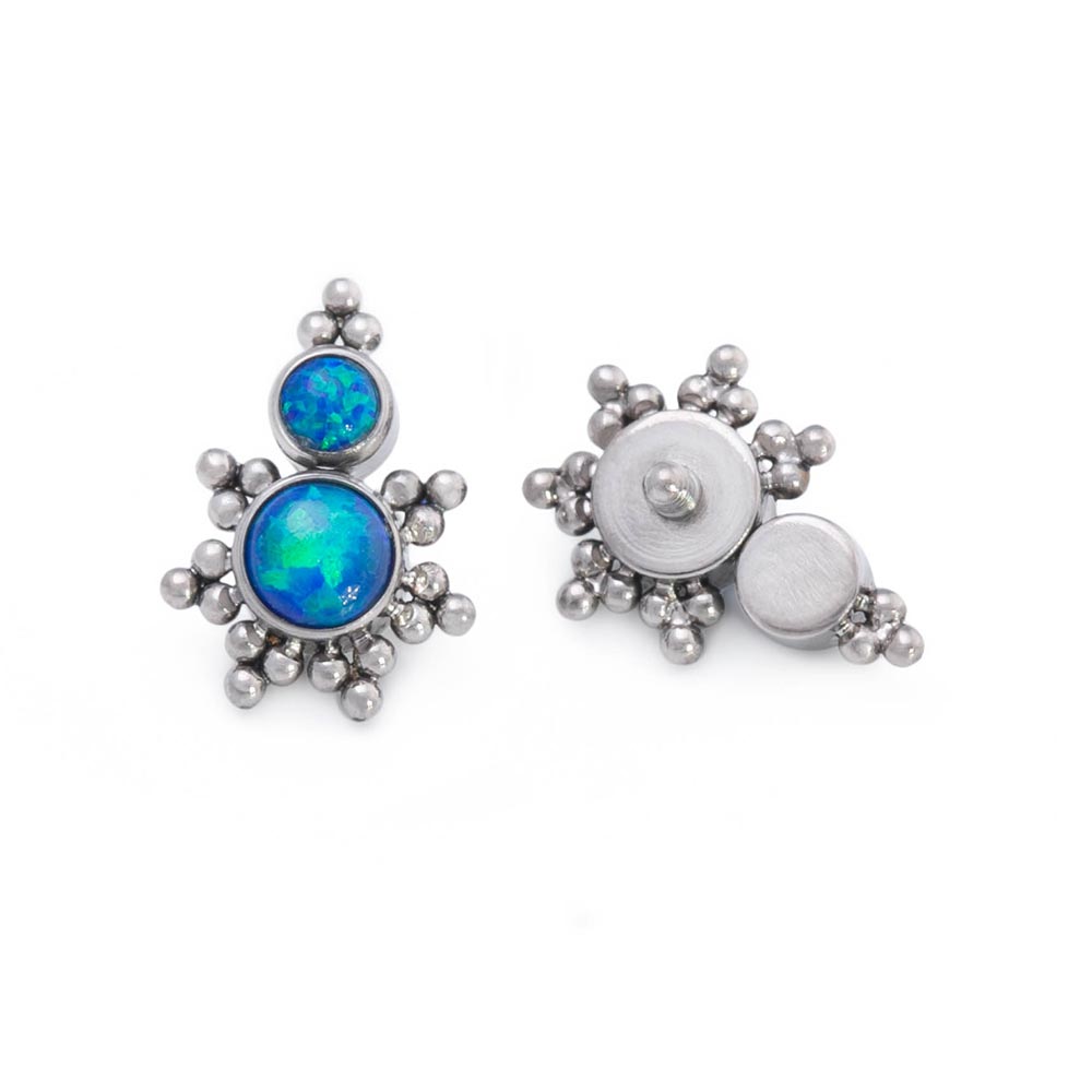 Stacked Micron Beaded Opal Titanium Top - Threaded