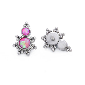 Stacked Micron Beaded Opal Titanium Top - Threaded