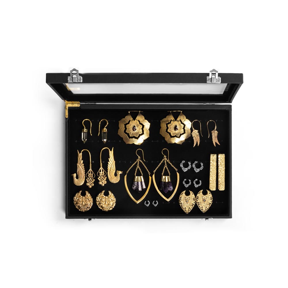 Glass Top Display Case with Bands or Clips