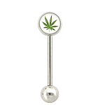 14g 5/8" Pot Leaf/ 420 Straight Barbell