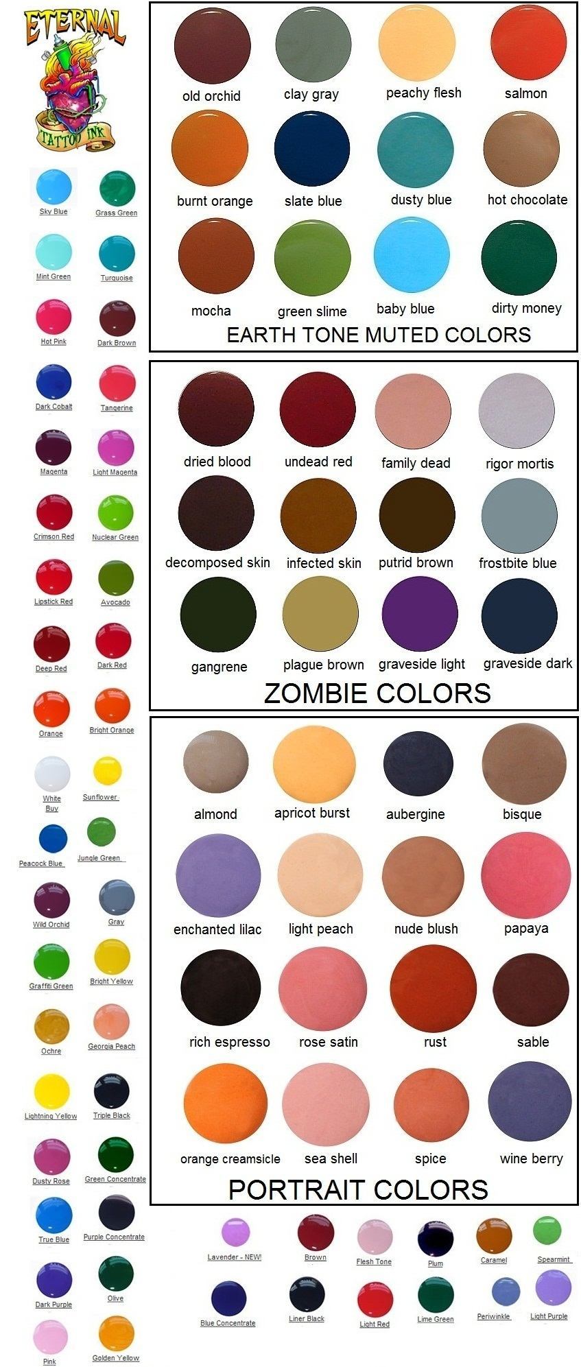 Full 50 Color Set - 2oz Bottles - Eternal Tattoo Ink