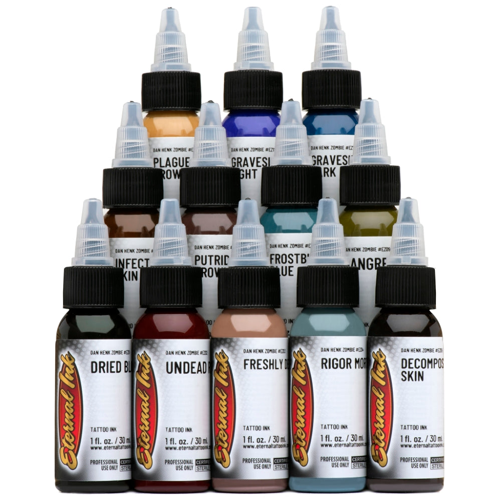 Zombie Color Set of 12 - 1oz Bottles - Eternal Tattoo Ink