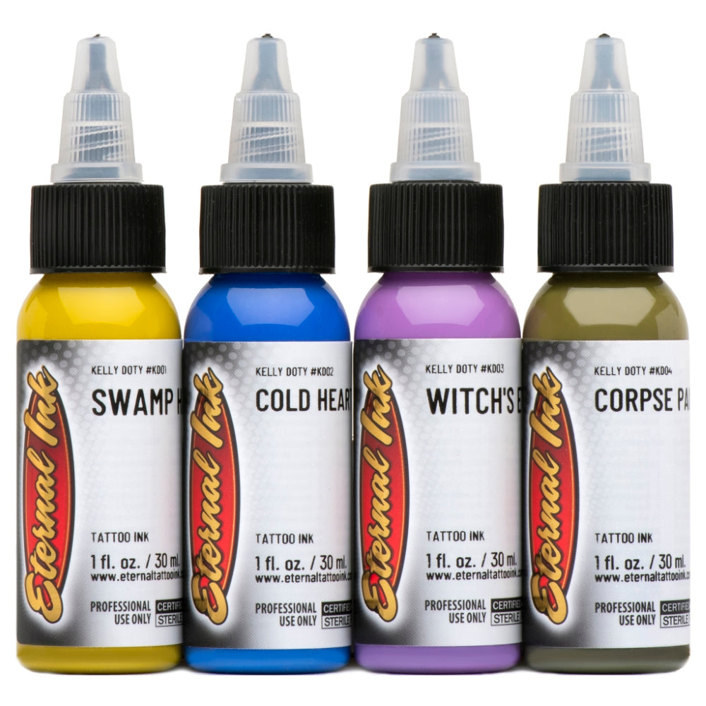 Kelly Doty Resurrection Ink Set of 4 — 1oz Bottles — Eternal Tattoo Ink
