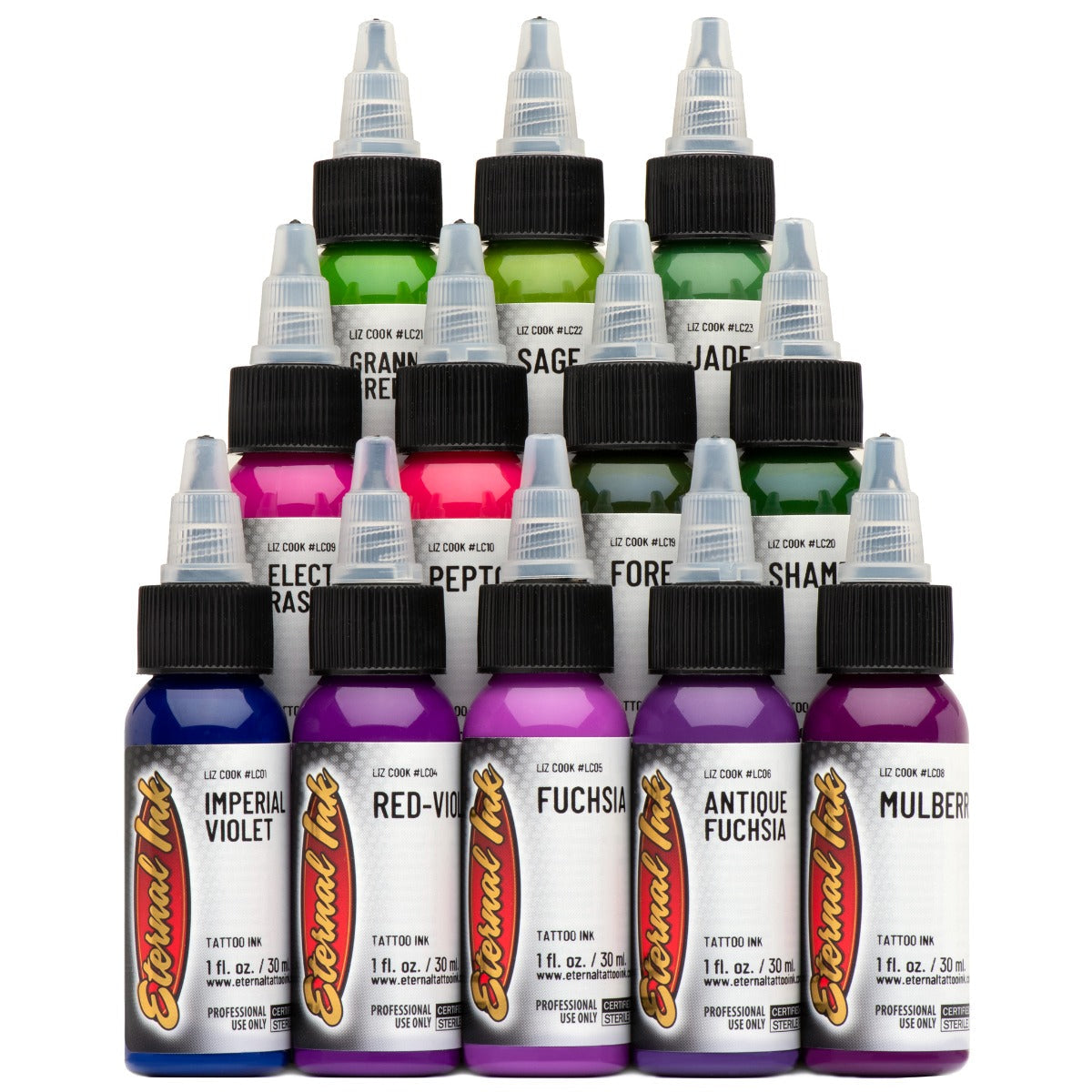 Liz Cook Signature Series Set of 12 — 1oz Bottles — Eternal Tattoo Ink