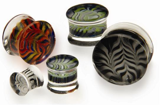 Gorilla Glass Feather Double Flared Plug — Price Per 1