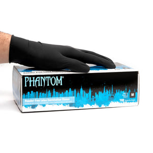 Black Phantom Medical Latex Gloves — Box of 100