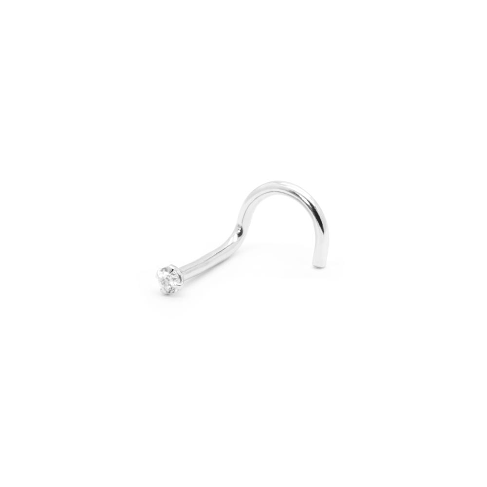 Tilum 20g White Gold Crystal Jewel Nose Screw