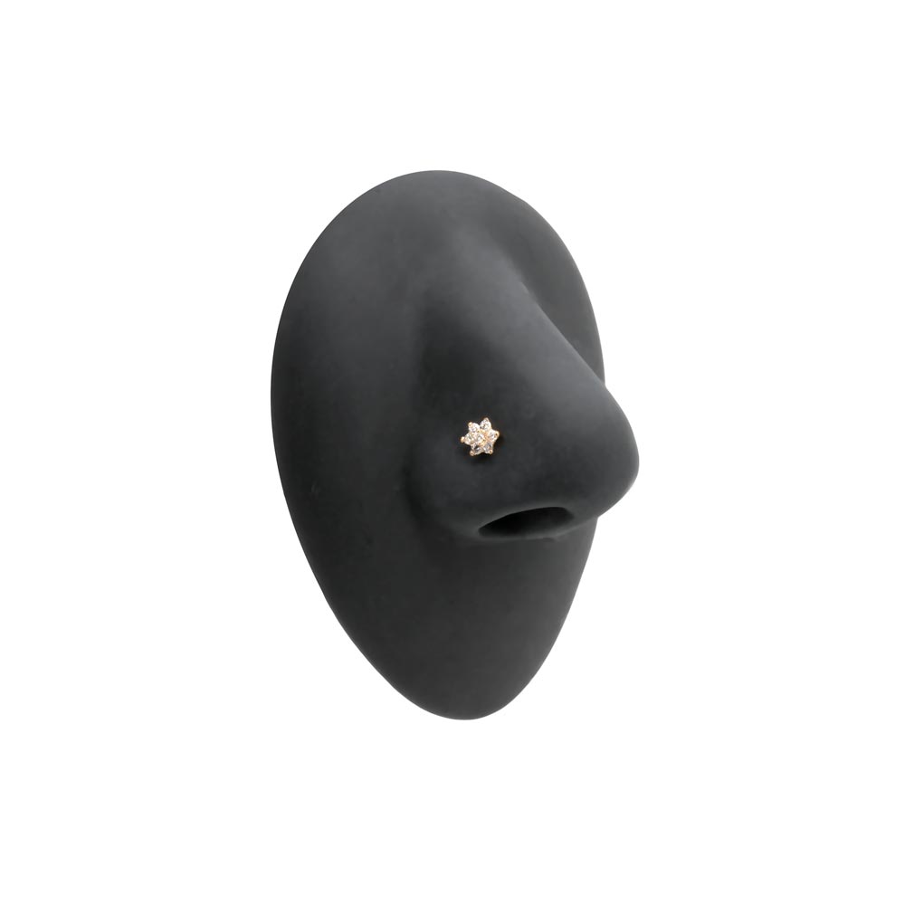 Gold Flower CZ Nostril Screw