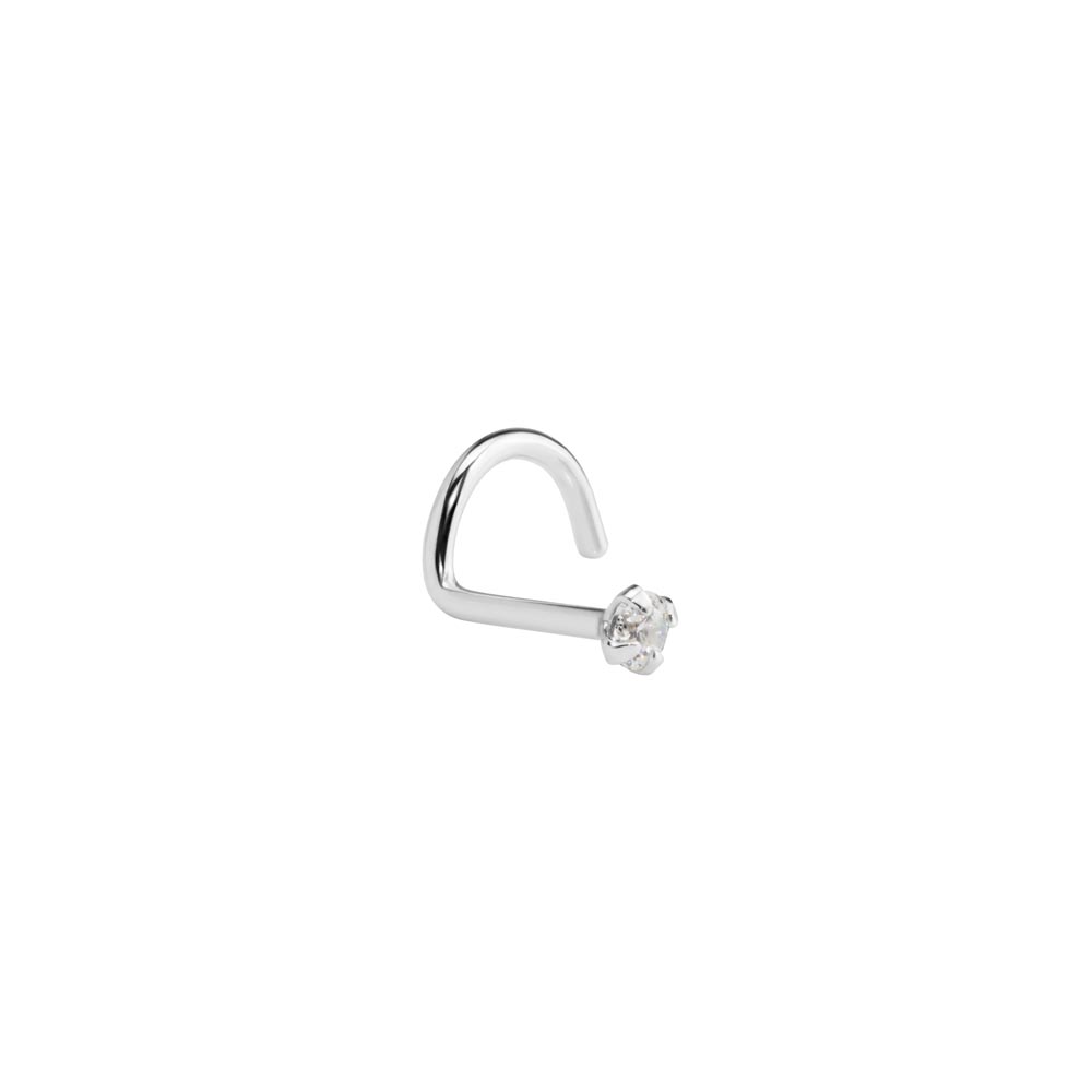 Tilum 14kt White Gold 20g 2.0mm Prong-Set Nostril Screw - Price Per 1