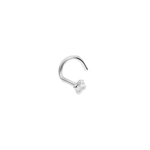 Tilum 14kt White Gold 2.5mm CZ  Nose Screw 20g
