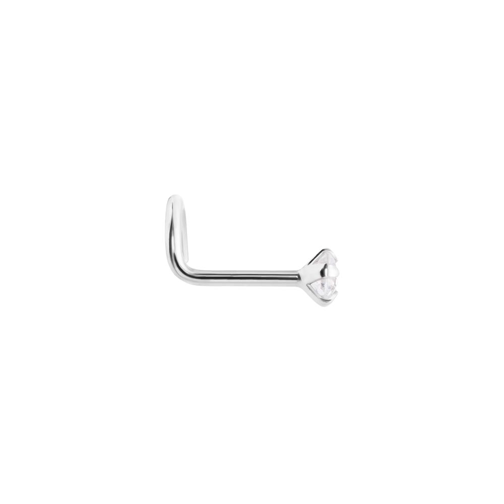 Tilum 14kt White Gold 2.5mm CZ  Nose Screw 20g