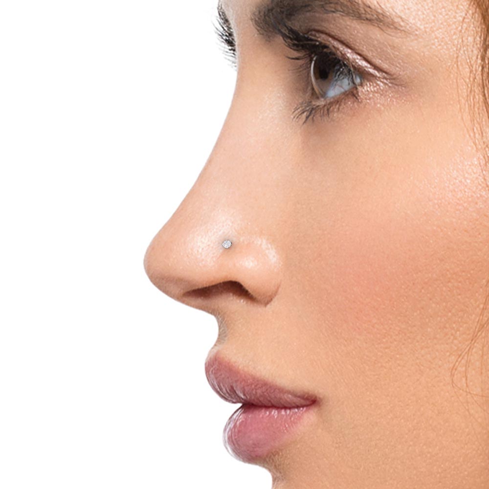 Tilum 14kt White Gold 2.5mm CZ  Nose Screw 20g