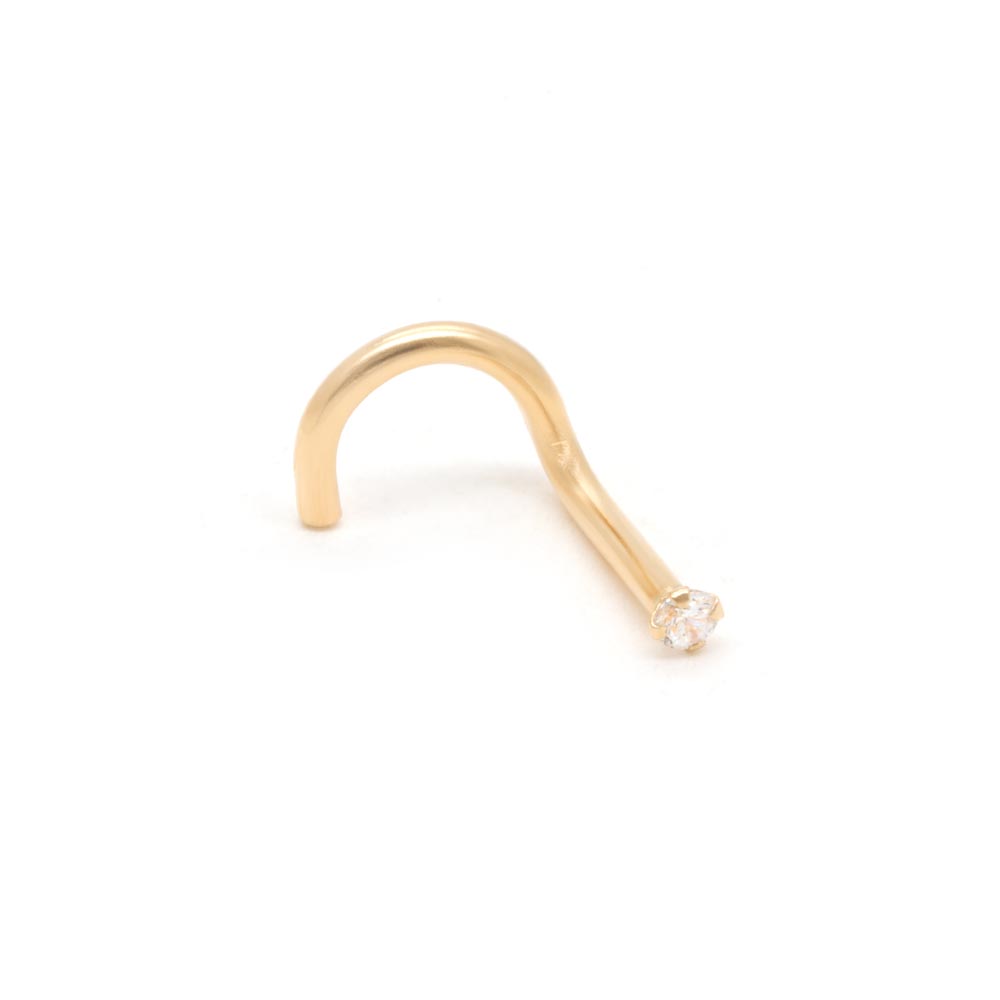 Tilum 18g Yellow Gold Crystal Jewel Nose Screw