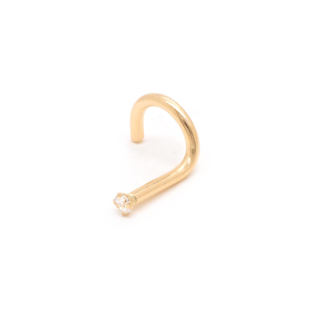 Tilum 18g Yellow Gold Crystal Jewel Nose Screw