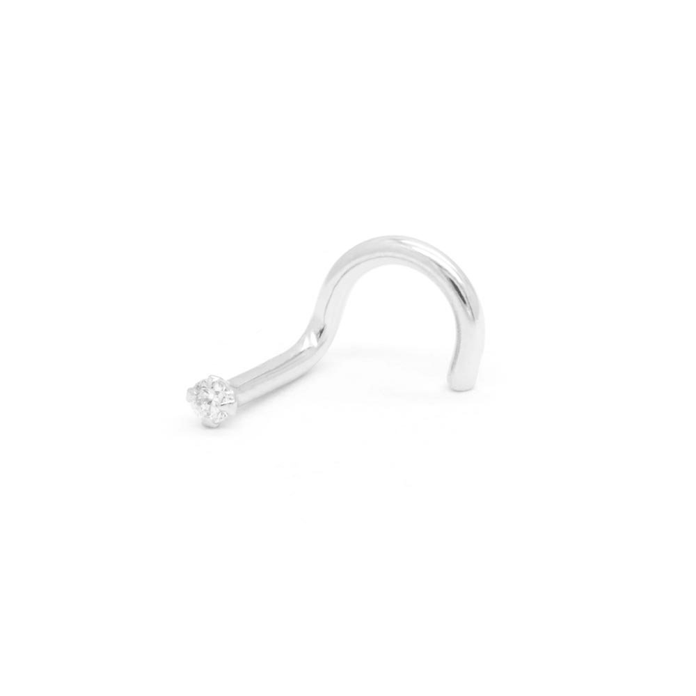 Tilum 18g White Gold Crystal Jeweled Nose Screw