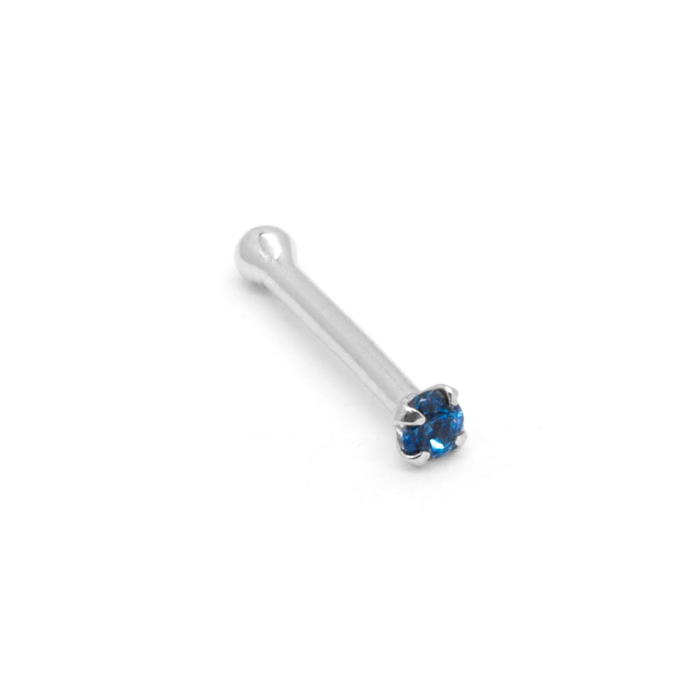 Tilum 20g White Gold Sapphire Colored Jewel Nose Bone