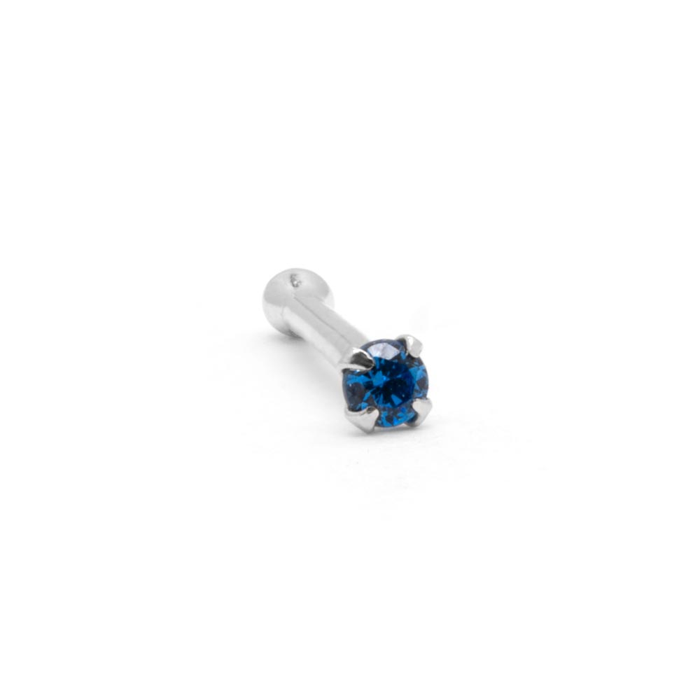 Tilum 20g White Gold Sapphire Colored Jewel Nose Bone
