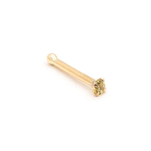Tilum 20g Yellow Gold Peridot Colored Jewel Nose Bone
