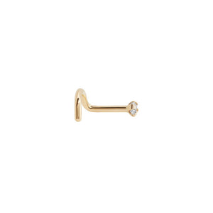 Tilum 18g Yellow Gold 2mm Crystal Jewel Nose Screw — Left Bend