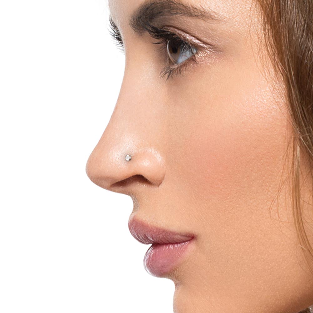 Tilum 18g Yellow Gold 2mm Crystal Jewel Nose Screw — Left Bend